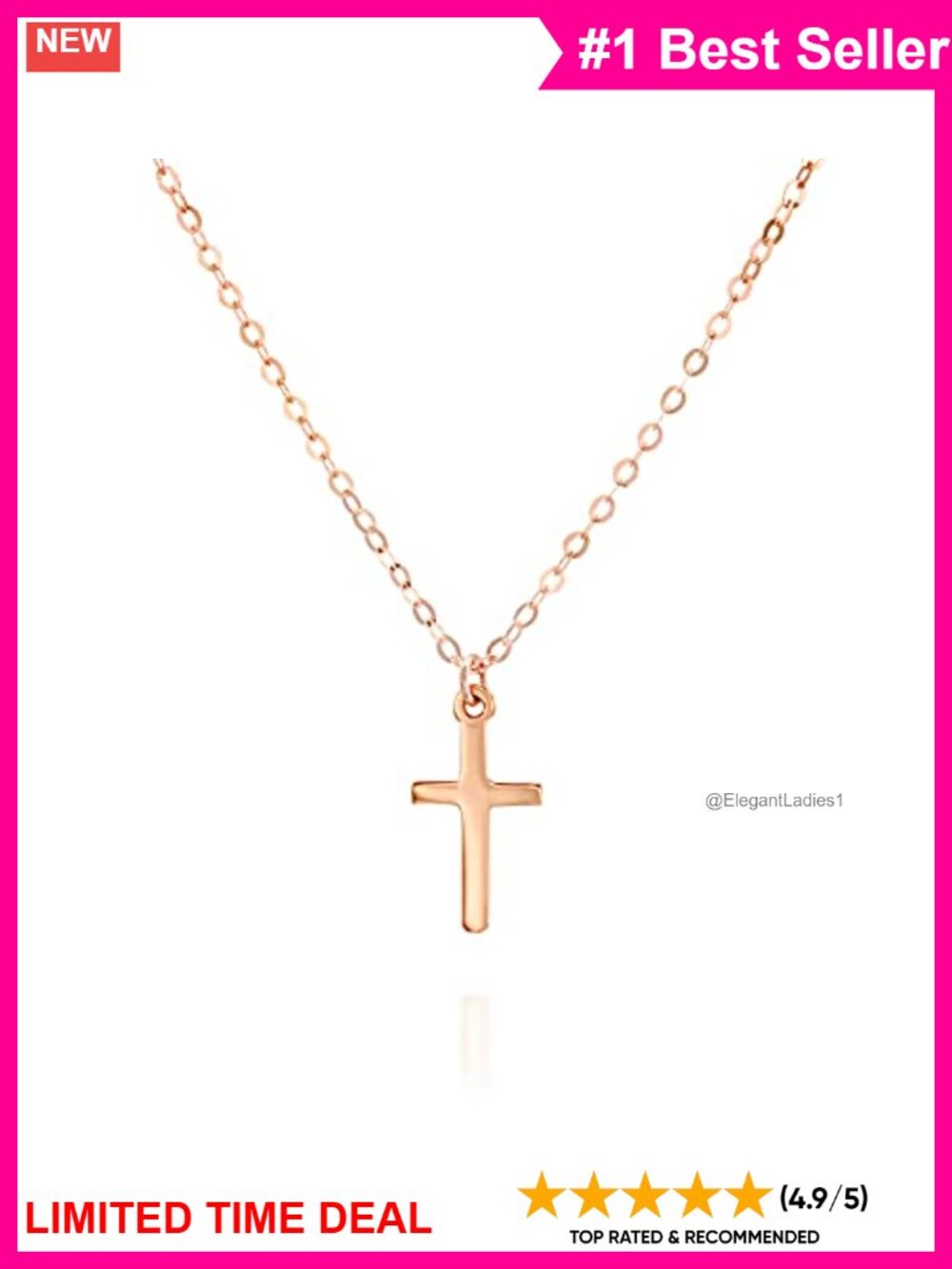 Minimalist Cross Pendant Necklace Sterling Silver Rose Gold Filled Handmade